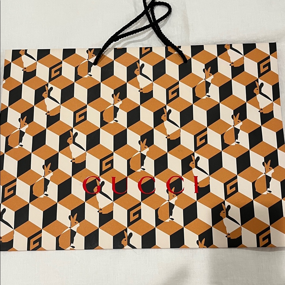 Gucci Orange and Black Geometric shopping bag